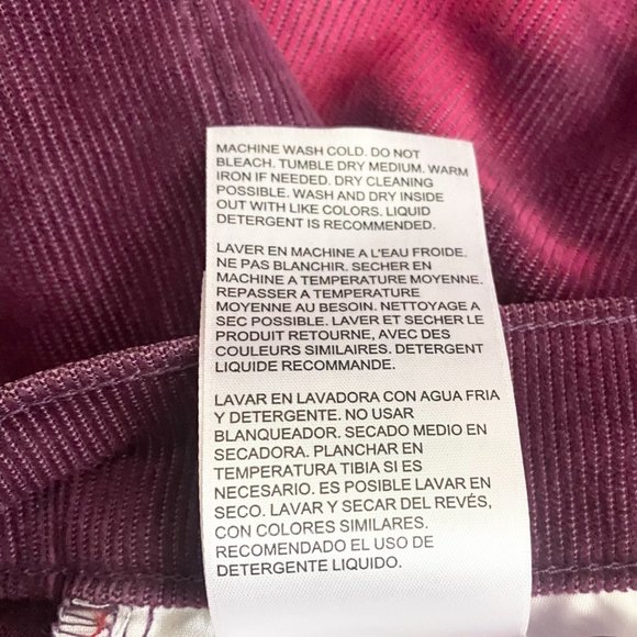 Levi's Wedgie Potent Purple Bleach Dye Straight Leg Corduroy Pants - Picture 10 of 10